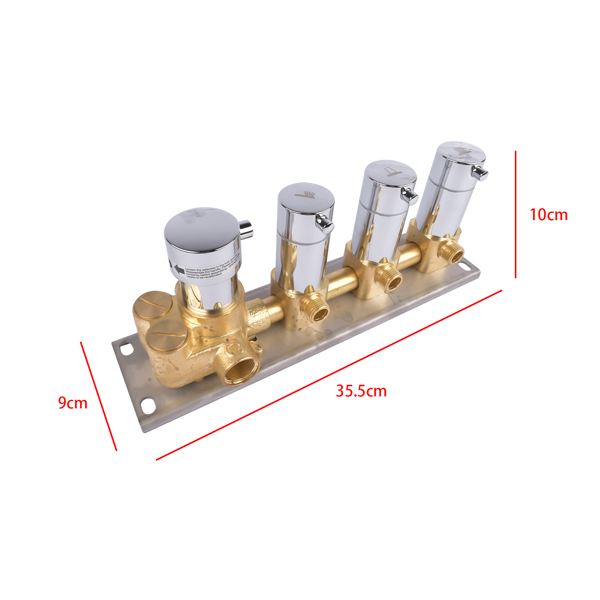 3-Function Silver Brass Shower Diverter Thermostatic Valve Shower Diverter Valve Constant Temperature Design Brass