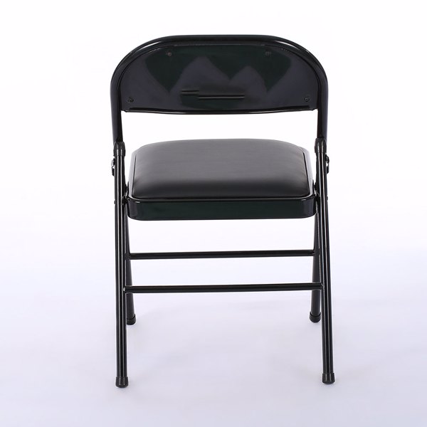 【Old Code：33457557】4pcs Elegant Foldable Iron & PVC Chairs for Convention & Exhibition Black