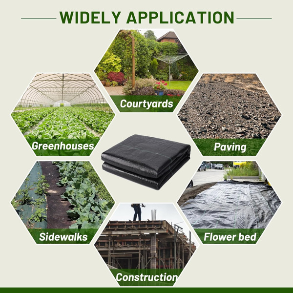 Weed Barrier Landscape Fabric Heavy Duty，Weed Block Gardening Ground Cover Mat, Weed Control Garden Cloth ，Woven Geotextile Fabric for Underlayment，Commercial Driveway Fabric-4FT*50FT(Stacking)