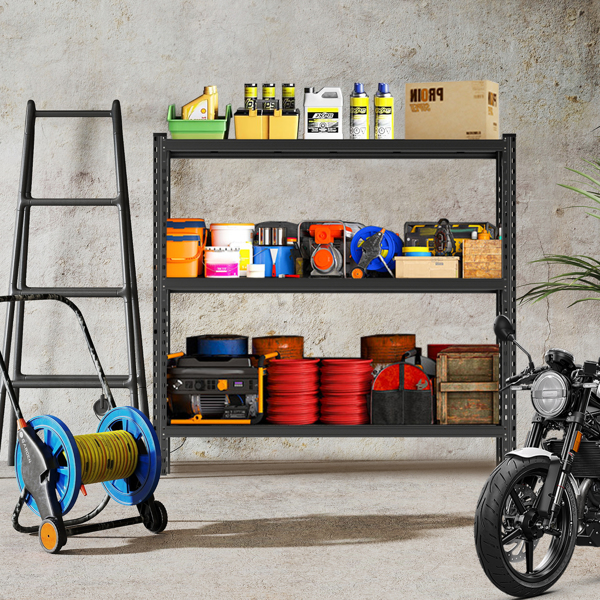 3层工业货架架 - 63英寸，重型钢制货架单元可调节，67“ W*19.7” D*63“H，黑色，需要组装-1