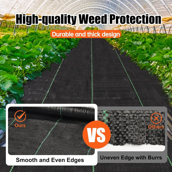 Weed Barrier Landscape Fabric Heavy Duty，Weed Block Gardening Ground Cover Mat, Weed Control Garden Cloth ，Woven Geotextile Fabric for Underlayment，Commercial Driveway Fabric-3FT*300FT(Roll up)