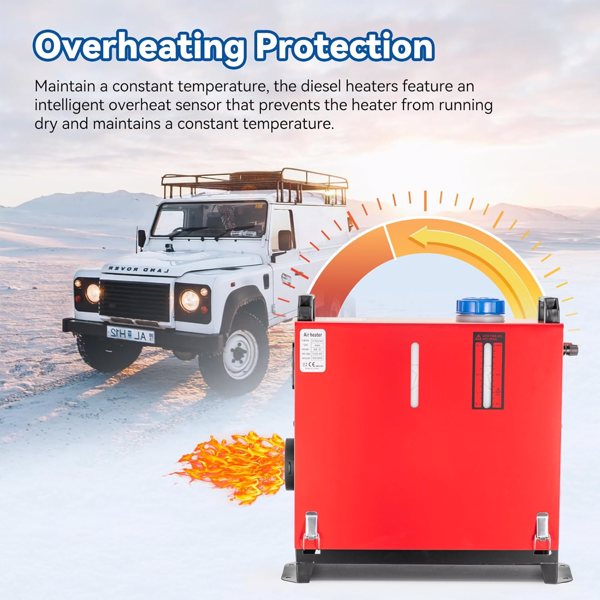 All in One 8KW 12V-24V Portable Diesel Air Heater with Muffler, Remote Control, LCD Monitor, Fast Heating Defrost Defog for Campers, Truck, RV, Boat, Garage