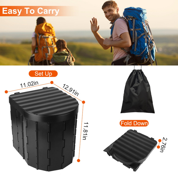 Portable Camping Toilet for Adults -Portable Folding Toilet with Lid,with Lid Carry Bag 1 Roll Garbage Bags