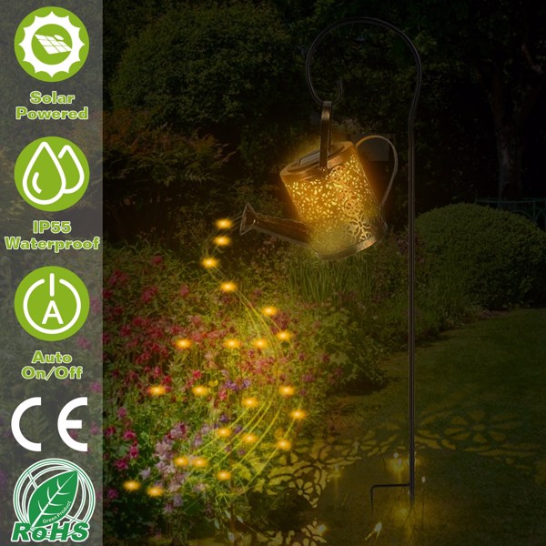 Solar Watering Can Powered String Light Hollow LED Watering Can Light Garden Fairy Decoration Solar Stake Lights For Pathway Yard Lawn Patio Landscape Decor