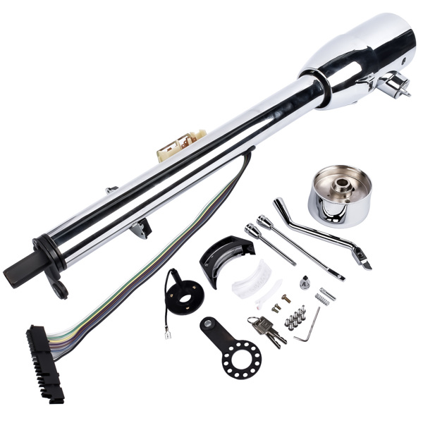 Chrome 28" Stainless Steel Tilt Steering Column with Adapter &Key Automatic