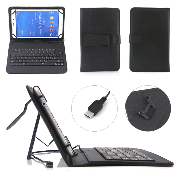 7inch universal Tablet Leather Stand Case With Type C Wired Keyboard