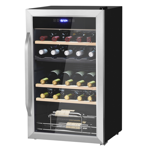 ZOKOP Dual Zone Wine and Beverage Refridgerator, 33 Bottle Wine Fridge with Independent Temperature Control & Glass Door, Freestanding Wine Cooler Chiller for Wine Champagne Beer