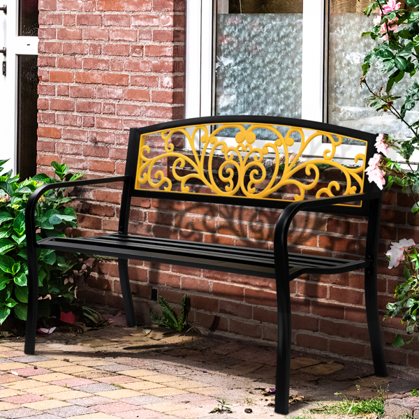 50" Iron Outdoor Courtyard Decoration Park Leisure Bench