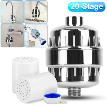 20 Stage Shower Filter for Hard Water Water Softener Shower Head Filter with 2 Replaceable Cartridges for Removing Chlorine and Harmful Substance