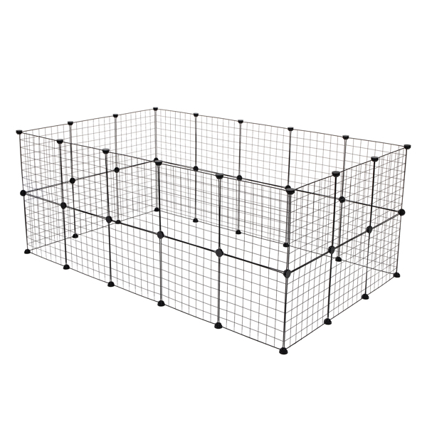 Pet Playpen, Small Animal Cage Indoor Portable Metal Wire Yard Fence for Small Animals, Guinea Pigs, Rabbits Kennel Crate Fence Tent Black 24pcs (And 8pcs For Free)