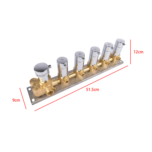 5-Function Silver Brass Shower Diverter Thermostatic Valve Shower Diverter Valve Constant Temperature Design Brass