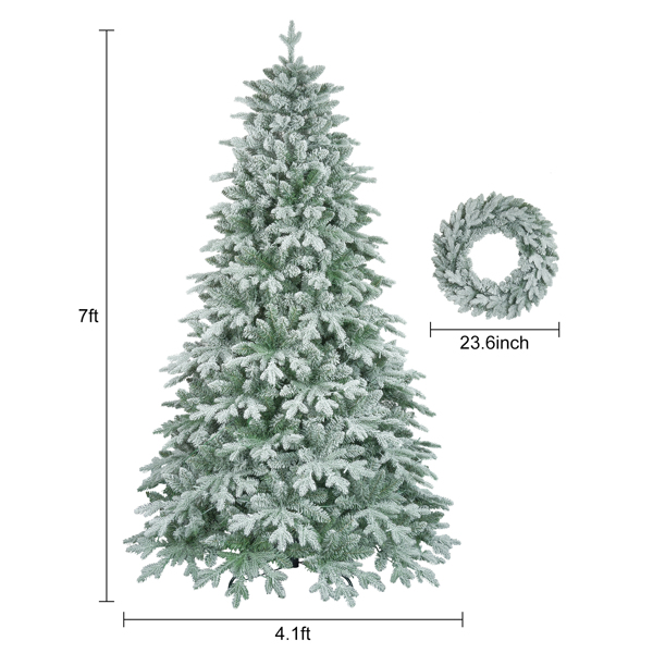 7ft Lighted Artificial Christmas Tree with Wreath Set of 2 , Christmas Tree Holiday Decoration, Creative Decorated Trees, Xmas Tree Christmas Decorations for Christmas