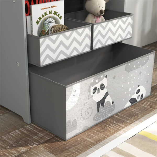 Grey toy organizer with storage box