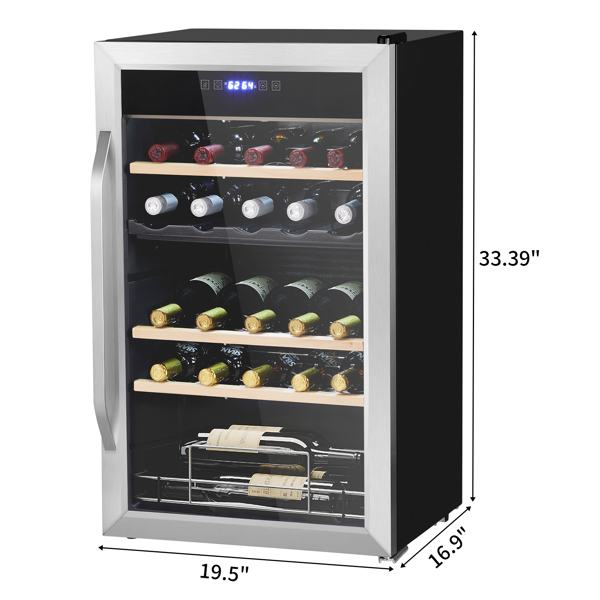 ZOKOP Dual Zone Wine and Beverage Refridgerator, 33 Bottle Wine Fridge with Independent Temperature Control & Glass Door, Freestanding Wine Cooler Chiller for Wine Champagne Beer