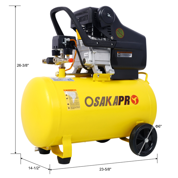 4.5HP Portable 13 Gallons Oil-Lubricated Air Compressor Tank Ultra Quiet Horizontal Tank Adjustable Pressure with Built-in Wheel