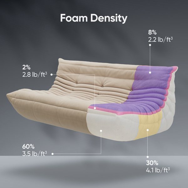 Armless Bean Bag Chair 3-Seat