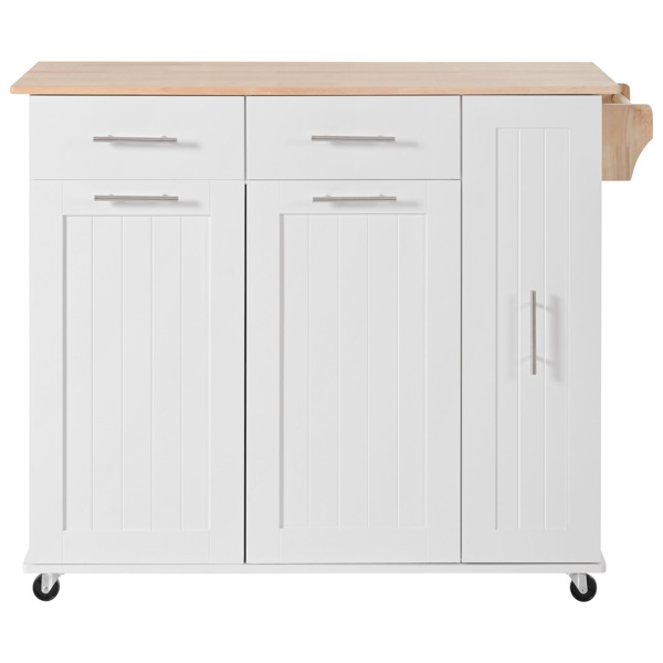 Kitchen Island with Drop Leaf, Kitchen Storage Cart with 3 Tier Pull Out Cabinet Organizer, Internal Storage Rack, Rolling Kitchen Cart on Wheels with Towel Rack, 2 Drawers, for Kitchen, White