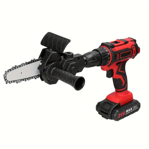 1pc, Mini Electric Drill Chainsaw, Electric Chain Saw Drill Attachment, Chain Saw Drill Attachment, Chainsaw Convertor, Chainsaw For Woodworking Gardening