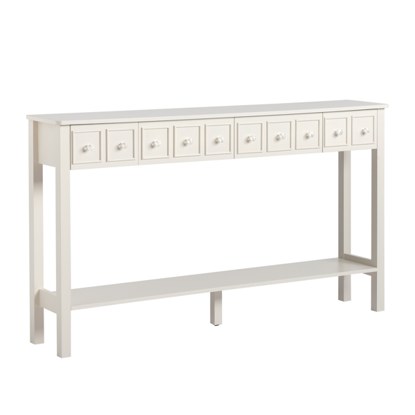 [Replace code:71522742]Long Console Table Entryway Table with Different Size Drawers and Bottom Shelf, White Narrow Storage Sofa Table for Entryway Hallway(White) Long Console Table 