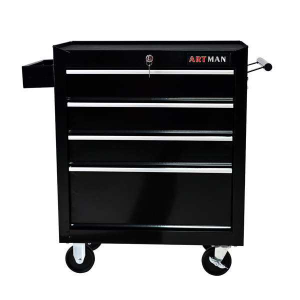 4 DRAWERS MULTIFUNCTIONAL TOOL CART WITH WHEELS-BLACK