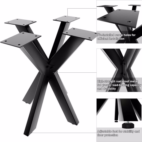 Tischbeine Metall Schwarz, Möbelfüße aus Rund Form 68x71 cm H, Industrial Tischgestell Tischkufen, Tischfüße für DIY Esstische, Moderne Schreibtische, Nachtständer