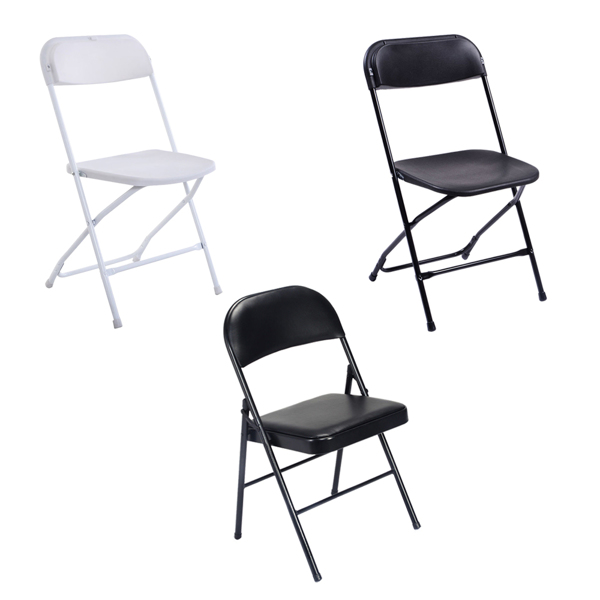 【Old Code：33457557】4pcs Elegant Foldable Iron & PVC Chairs for Convention & Exhibition Black