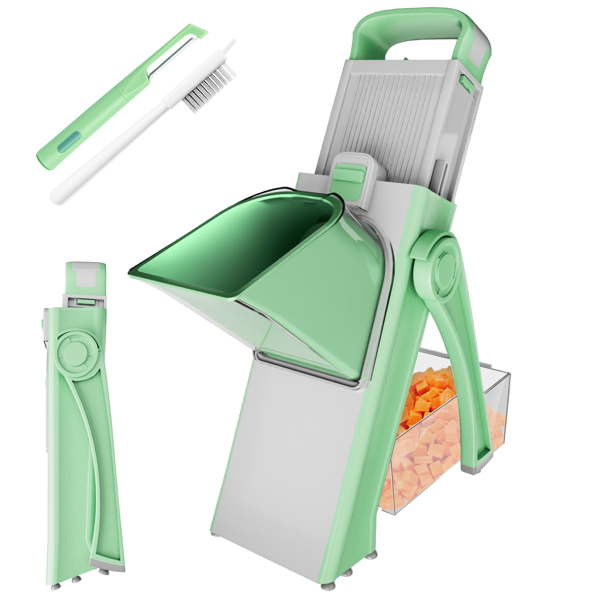 Mandoline Slicer,Kitchen Adjustable Safe Vegetable Chopper,Cucumber Slicer,Potato Slicer,Onion Slicer,Julienne + Dicer for Vegetables and Meal Prep,Includes Cleaning Brush & Peeler