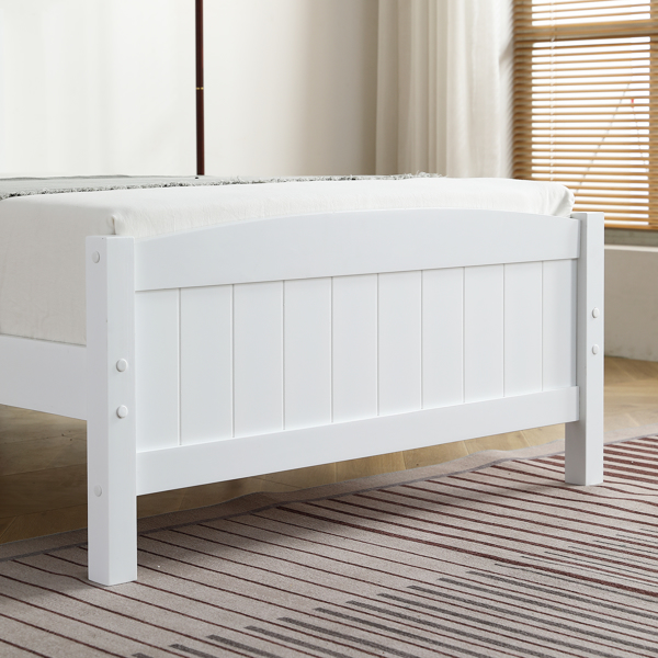 FCH Twin Pine Single-Layer Core Vertical Stripe Full-Board Curved Bed Head With The Same Bed Foot White Wooden Bed