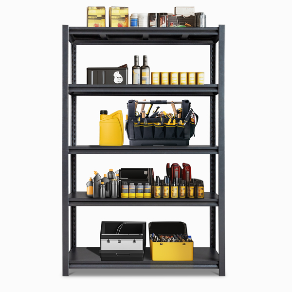 78" H Adjustable Garage Shelves, 5-Tier Heavy Duty Shelving Unit, 2200LBS Wide Metal Utility Storage Organizer Racks for Warehouse Pantry Closet Kitchen, Black