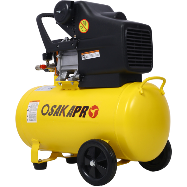 3.5HP Portable 10 Gallons Oil-Lubricated Air Compressor Tank Ultra Quiet Horizontal Tank Adjustable Pressure with Built-in Wheel