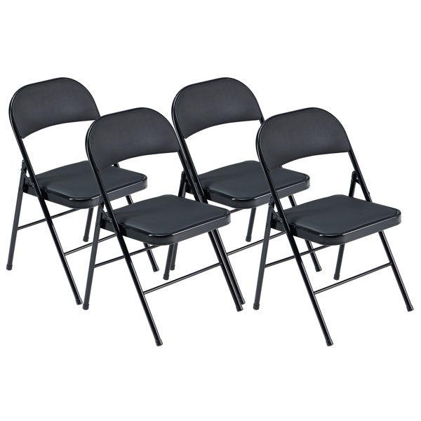 【Old Code：33457557】4pcs Elegant Foldable Iron & PVC Chairs for Convention & Exhibition Black