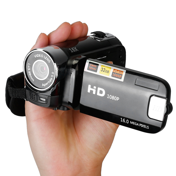 HD 1080P Digital Video Camcorder 2.7in 16X Zoom DV Camera 270° Rotation Rechargeable Kid Camera w/Fill Light Selfie