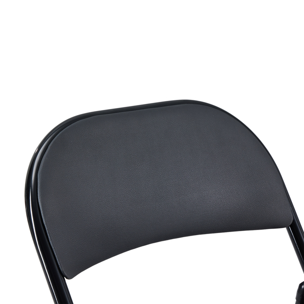 【Old Code：33457557】4pcs Elegant Foldable Iron & PVC Chairs for Convention & Exhibition Black