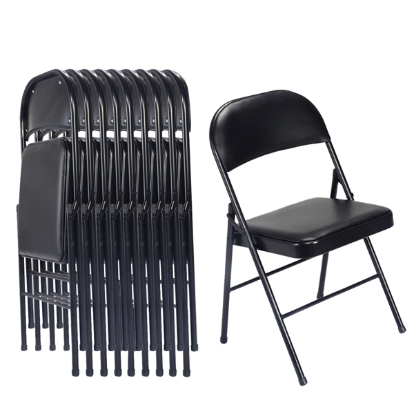 【Old Code：33457557】4pcs Elegant Foldable Iron & PVC Chairs for Convention & Exhibition Black