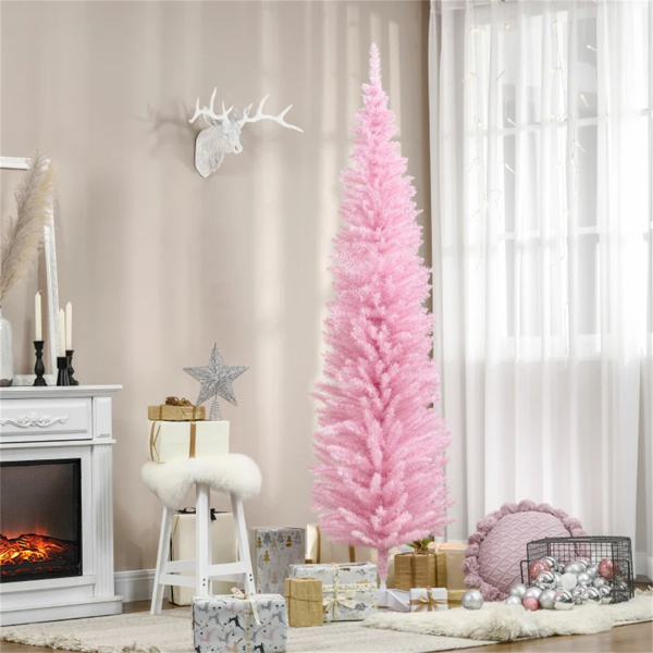 7 foot pink Christmas tree with bracket