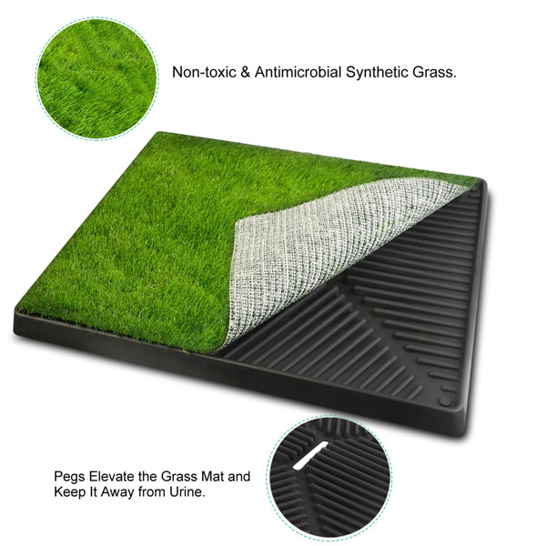 Dog Toilet Indoor Puppy Training Pad, Dog Potty Pet Training Grass Mat, Removable Waste Tray for Easier Clean Up, Artificial Turf, 25"×20"