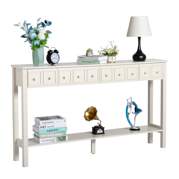 [Replace code:71522742]Long Console Table Entryway Table with Different Size Drawers and Bottom Shelf, White Narrow Storage Sofa Table for Entryway Hallway(White) Long Console Table 