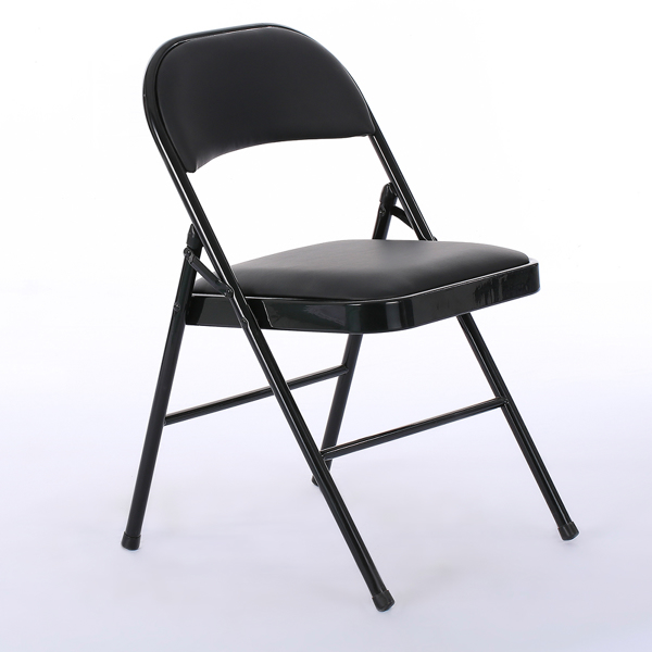 【Old Code：33457557】4pcs Elegant Foldable Iron & PVC Chairs for Convention & Exhibition Black