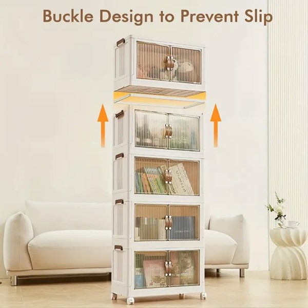 Two-layer plastic storage box-oversized storage box, foldable stacked containers and foldable storage system, suitable for storage in closets, families, offices and dormitories.