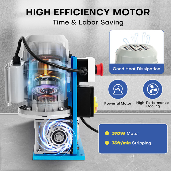 Kabelabisoliermaschine Elektrische 370W,Abisolierzange automatisch, 1,5mm-38 mm,23m/min,kabelschälmaschine mit 10-Klingen,für Recycling Kupferdraht