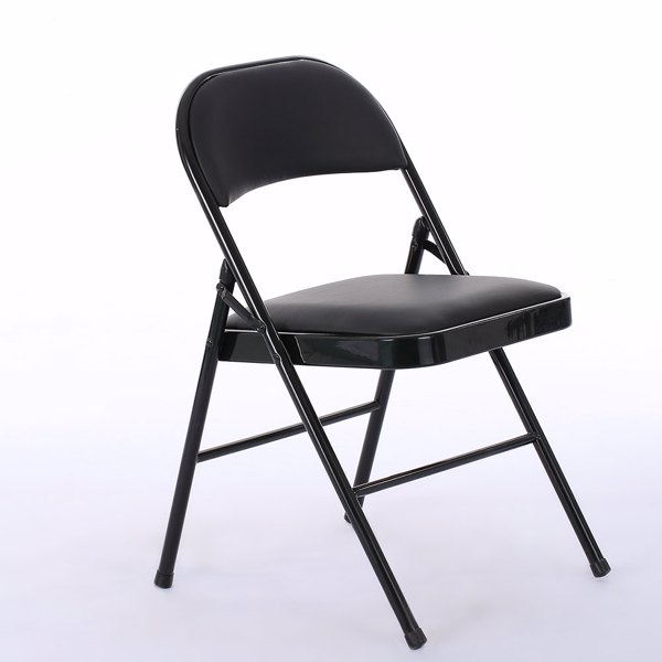 【Old Code：33457557】4pcs Elegant Foldable Iron & PVC Chairs for Convention & Exhibition Black