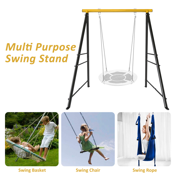 Swing Stand Frame, Swing Set Frame for Adults, Heavy-Duty Metal A-Frame Backyard Swing for Indoor Outdoor, Swing Chair, Porch Swing,Yellow(Without Swing)