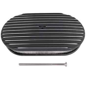 15\\" Oval Full Finned Black Aluminum Air Cleaner Filter Fits SB & BB Chevy Ford