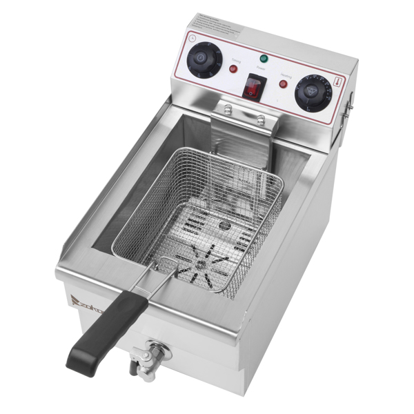 【Replace the old encoding 66757236】EH101V 8.5QT/8L Total Capacity 12.5qt/11.8l Stainless Steel Faucet Single Tank Deep Fryer 1700W Max (8L Large Fryer Blue / Large Handle) 