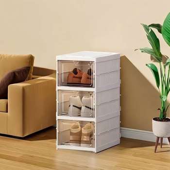 Stackable 6-tier freestanding plastic organizer-transparent color, dustproof, space-saving, easy to assemble, perfect for shoe storage at home, office and more!