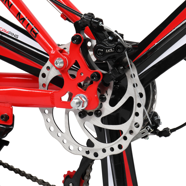 【replace：13435614】CamPingSurvivals 26in 150kg 21-Speed Shimano Variable Speed High Carbon Steel Land Rover Tri-Knife Wheels Foldable  Mountain Bike Red