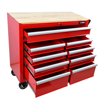 9 DRAWERS MULTIFUNCTIONAL TOOL CART WITH WHEELS AND WOODEN TOP