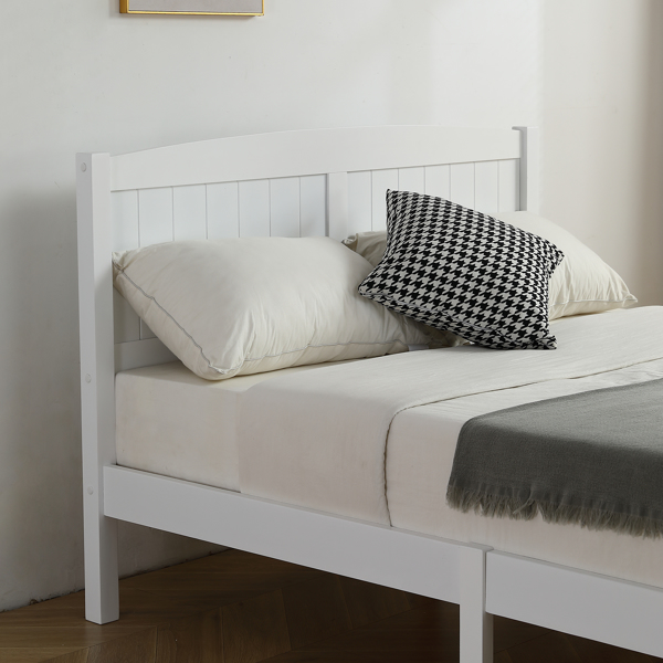 FCH Full Pine Single-Layer Core Vertical Stripe Full-Board Curved Bed Head With The Same Bed Foot Wooden Bed White