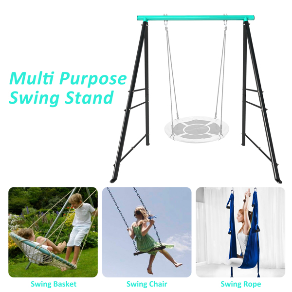 Swing Stand Frame, Swing Set Frame for Adults, Heavy-Duty Metal A-Frame Backyard Swing for Indoor Outdoor, Swing Chair, Porch Swing,Green(Without Swing)