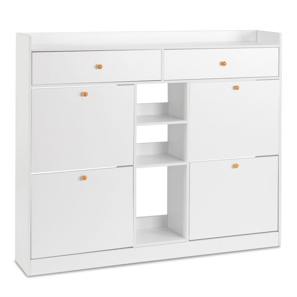 FCH 4 Drawers 2 Drawers with Top Baffle Shoe Cabinet Particle Board 128*25*107cm White